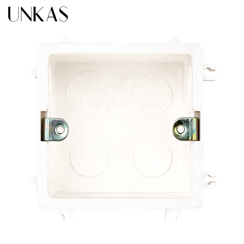 UNKAS visokokvalitetna PVC plastika otporna na plamen Waring stražnja kutija Podesiva montažna unutarnja kaseta za prekidač i utičnicu