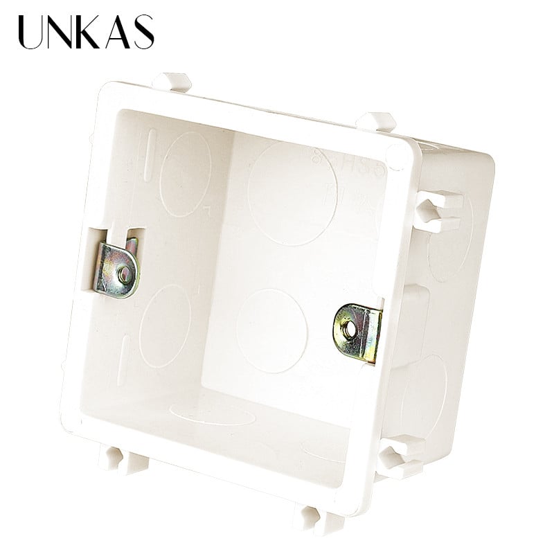 UNKAS visokokvalitetna PVC plastika otporna na plamen Waring stražnja kutija Podesiva montažna unutarnja kaseta za prekidač i utičnicu