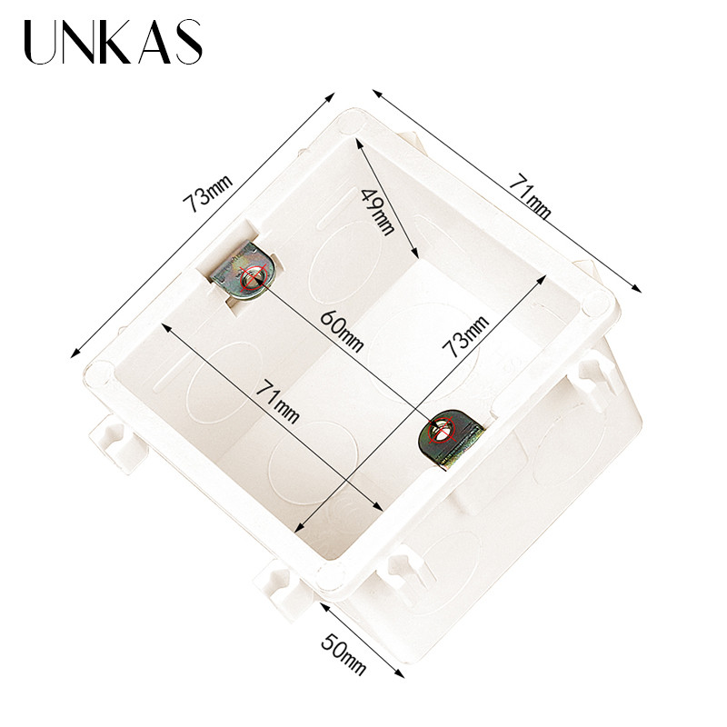 UNKAS visokokvalitetna PVC plastika otporna na plamen Waring stražnja kutija Podesiva montažna unutarnja kaseta za prekidač i utičnicu