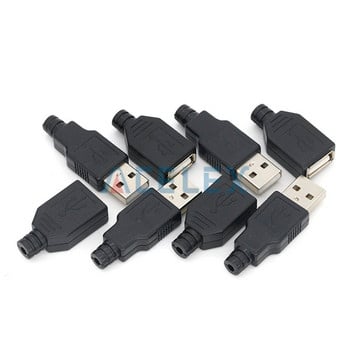 10 τεμ. Αρσενικό θηλυκό USB 4 pin βύσμα υποδοχή υποδοχής με μαύρο πλαστικό κάλυμμα τύπου A κιτ DIY