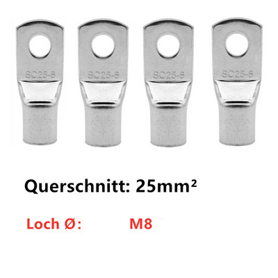 100/50/25/10PCS 4-25mm Asortiman Konzervirane bakrene ušice Prstenasti stezaljke Baterija Žica za zavarivanje Komplet konektora