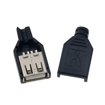 10 τεμ. Αρσενικό θηλυκό USB 4 pin βύσμα υποδοχή υποδοχής με μαύρο πλαστικό κάλυμμα τύπου A κιτ DIY