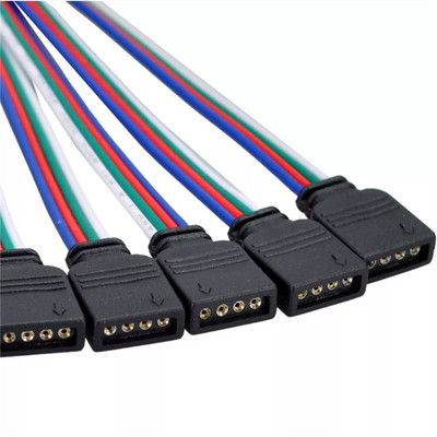 4-пинов, 5-пинов LED RGB RGBW лентен конектор, мъжки и женски щепсел, свързващ кабел за 5050 RGB RGBW лентова светлина
