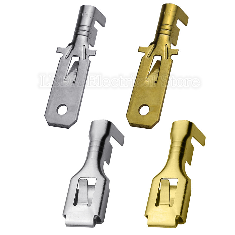 100Pcs/50Pcs 6.3mm Automobilski Crimp Terminal Muški Ženski Spade Connector Mjedeni Auto Spice Stezaljke DJ611-6.3B DJ621-6.3B