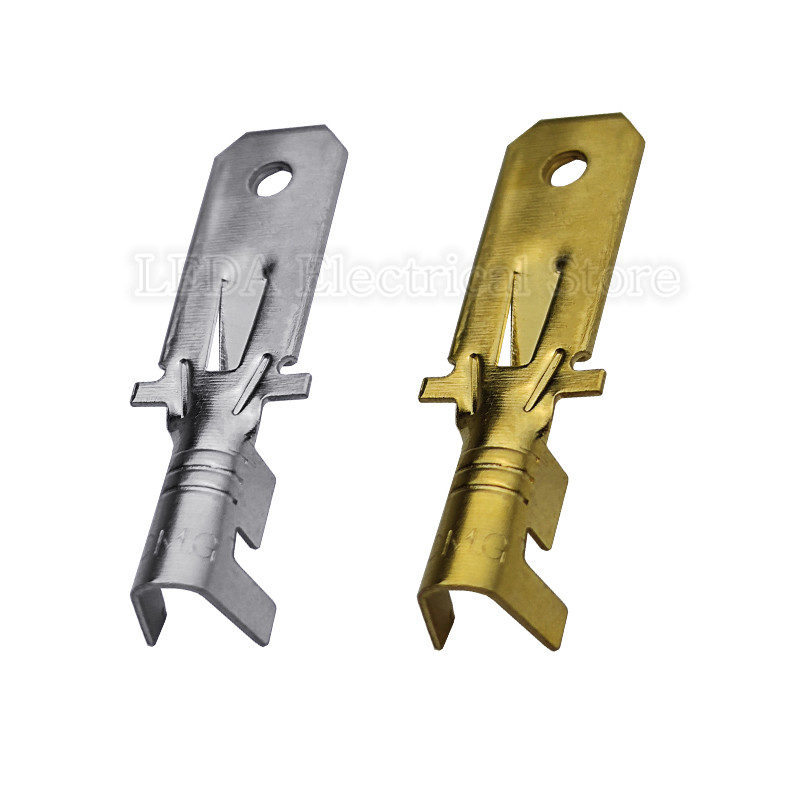 100Pcs/50Pcs 6.3mm Automobilski Crimp Terminal Muški Ženski Spade Connector Mjedeni Auto Spice Stezaljke DJ611-6.3B DJ621-6.3B