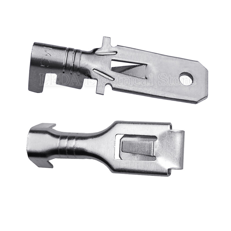 100Pcs/50Pcs 6.3mm Automobilski Crimp Terminal Muški Ženski Spade Connector Mjedeni Auto Spice Stezaljke DJ611-6.3B DJ621-6.3B