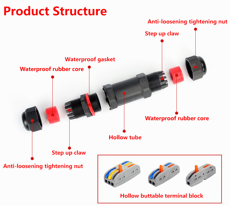 IP68 vodootporni kabelski konektor I-tip/Y-tip/T-tip 2Pin 3Pin 4Pin 5Pin Adapter električnog terminala Žičani konektor LED svjetlo