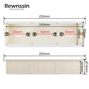 Rewnssin Triple Socket Power Junction Box, Αξεσουάρ εσωτερικής ηλεκτρικής εγκατάστασης τοίχου, 258 Τύπος πίσω κουτί τοποθέτησης κασέτας