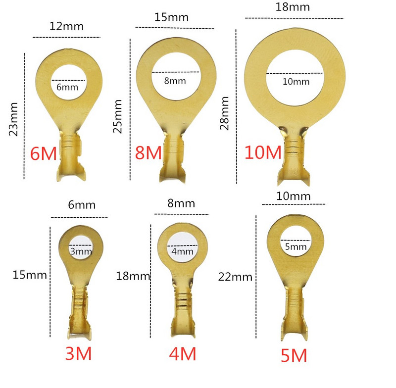 150/540 KOM M3/M4/M5/M6/M8/M10 Prstenaste ušice Oči Bakrene stezaljke Kabelska papučica Konektor za žice Neizolirani set asortimana