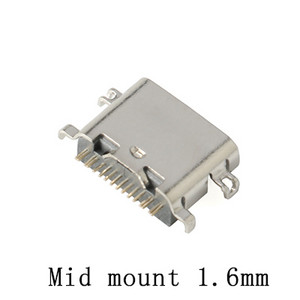 10kom USB-3.1 USB konektor Tip C Horizontalni srednji nosač 16P Ženski 1,6 mm kroz ploču 0,8 mm za adapter punjača DIY Tip C