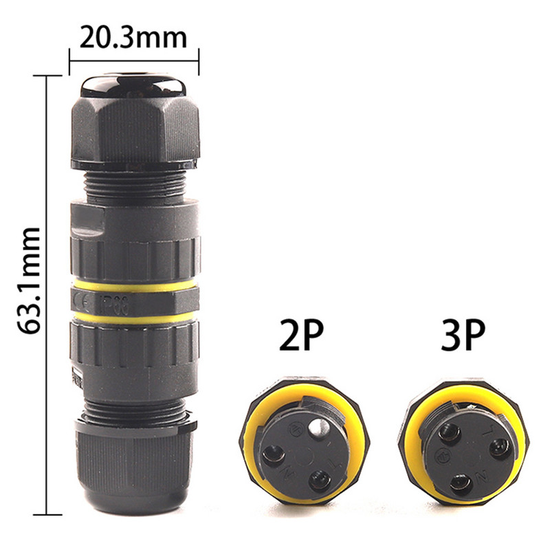 M16 IP68 Vodootporni konektor 2 pinski 3 pinski električni terminalni adapter Žičani konektor Vijčani konektor bez lemljenja za LED svjetlo