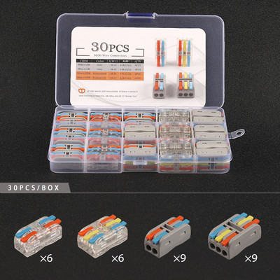 Mini 2/3 pinski vodič u kutiji s brzim utičnim žičanim konektorom Univerzalni kompaktni terminalni blok za ožičenje električnog kabela s polugom