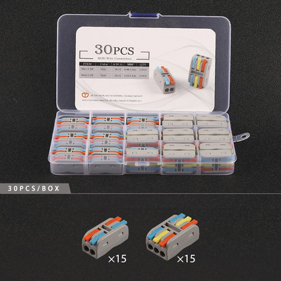 Mini 2/3 pinski vodič u kutiji s brzim utičnim žičanim konektorom Univerzalni kompaktni terminalni blok za ožičenje električnog kabela s polugom