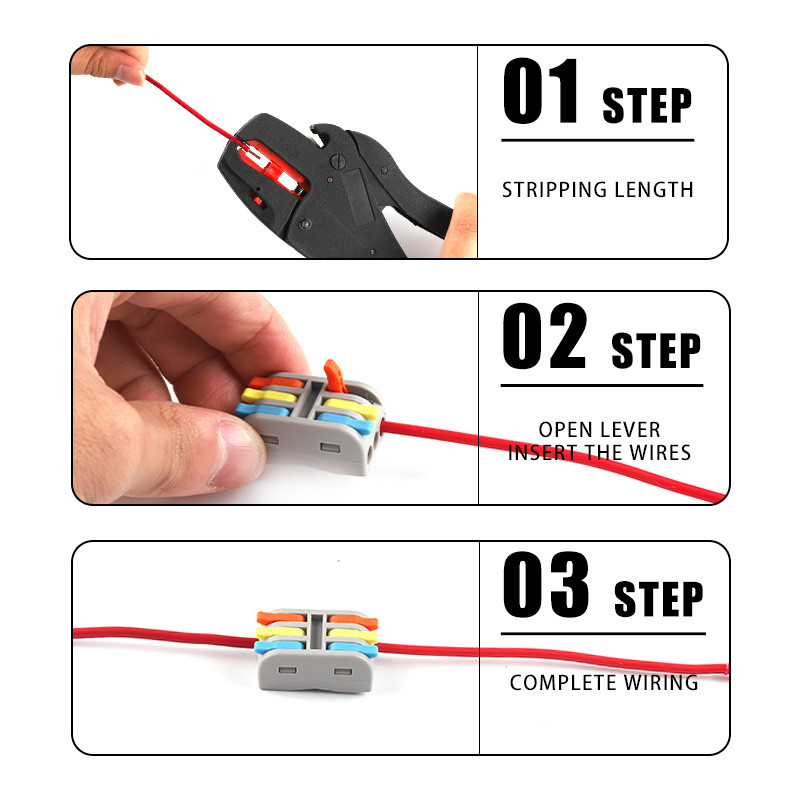Mini 2/3 pinski vodič u kutiji s brzim utičnim žičanim konektorom Univerzalni kompaktni terminalni blok za ožičenje električnog kabela s polugom