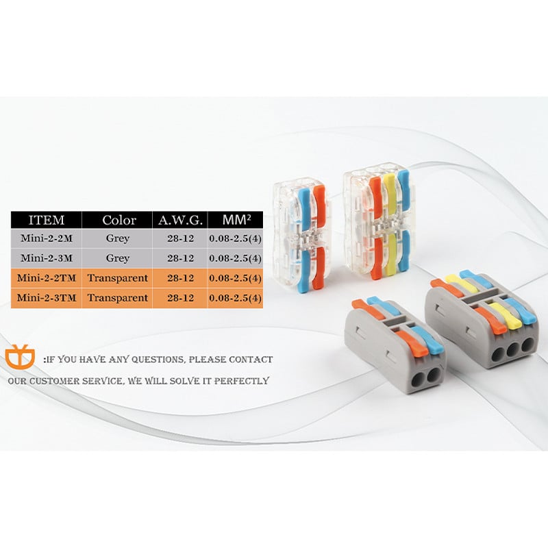 Mini 2/3 pinski vodič u kutiji s brzim utičnim žičanim konektorom Univerzalni kompaktni terminalni blok za ožičenje električnog kabela s polugom