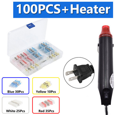 300 KOM Električnih termoskupljajućih stezaljki za spajanje vodootpornih lemljenih žica za spajanje kabela Komplet terminala s pištoljem za vrući zrak od 300 W