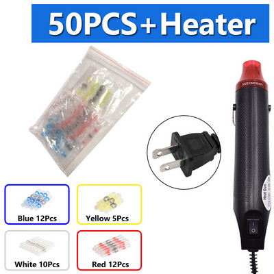 300 KOM Električnih termoskupljajućih stezaljki za spajanje vodootpornih lemljenih žica za spajanje kabela Komplet terminala s pištoljem za vrući zrak od 300 W