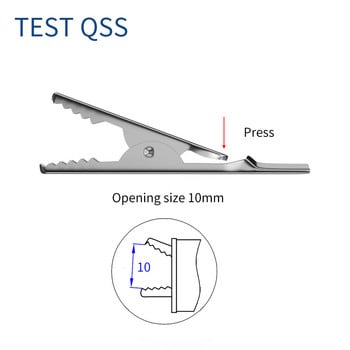 QSS 10PCS Изолационни щипки тип крокодил с 2MM гнездо Метална крокодилска скоба Тестова скоба за сонда за тестер мултиметър Q.60009