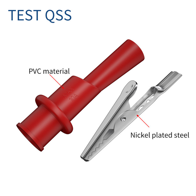 QSS 10PCS izolacijskih krokodilskih stezaljki s metalnom utičnicom od 2 mm u obliku krokodila, ispitna stezaljka za sondu Q.60009