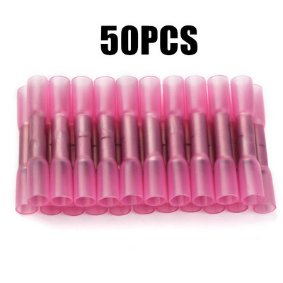 50/100PCS terminala za električne žice, termoskupljajuće stezaljke, crvene vodootporne izolirane brtvene spojnice za žice 22-16 AWG