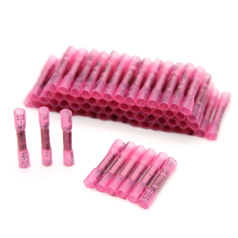 50/100PCS terminala za električne žice, termoskupljajuće stezaljke, crvene vodootporne izolirane brtvene spojnice za žice 22-16 AWG