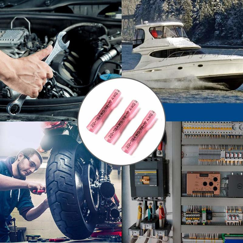50/100PCS terminala za električne žice, termoskupljajuće stezaljke, crvene vodootporne izolirane brtvene spojnice za žice 22-16 AWG