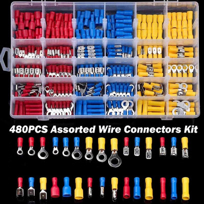 280/480/1200 kom. Razni lopatičasti terminali Izolirani kabelski spojni čeoni konektor Električna žica za stezanje prstena Set vilica Komplet prstenastih ušica