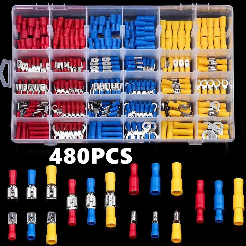 280/480/1200 kom. Razni lopatičasti terminali Izolirani kabelski spojni čeoni konektor Električna žica za stezanje prstena Set vilica Komplet prstenastih ušica