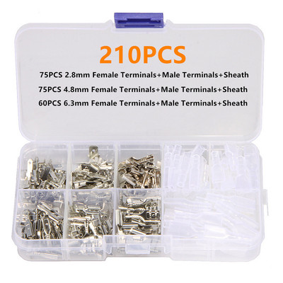 270 gab. 2,8/4,8/6,3 mm izolēts vīrišķais vadu savienotājs Elektrības vadu gofrēšanas spailes Lāpstas savienotāju dažāds komplekts