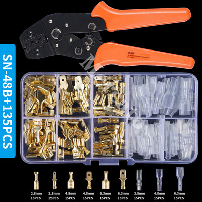 135/540/1051PCS muški ženski konektor žičane stezaljke za stezanje žice s izolacijskim rukavom Komplet asortimana 2,8 mm/ 4,8 mm/6,3 mm