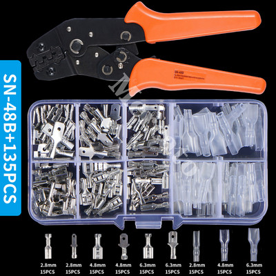 135/540/1051PCS muški ženski konektor žičane stezaljke za stezanje žice s izolacijskim rukavom Komplet asortimana 2,8 mm/ 4,8 mm/6,3 mm