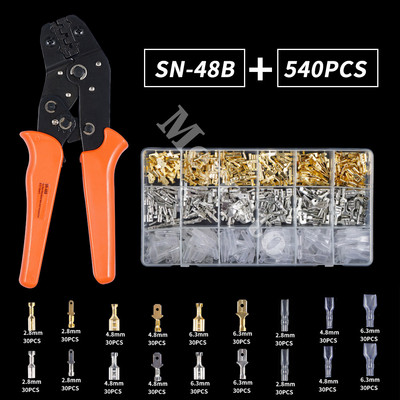 135/540/1051PCS muški ženski konektor žičane stezaljke za stezanje žice s izolacijskim rukavom Komplet asortimana 2,8 mm/ 4,8 mm/6,3 mm