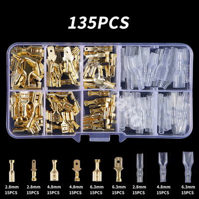 135/540/1051PCS muški ženski konektor žičane stezaljke za stezanje žice s izolacijskim rukavom Komplet asortimana 2,8 mm/ 4,8 mm/6,3 mm