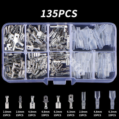 135/540/1051PCS muški ženski konektor žičane stezaljke za stezanje žice s izolacijskim rukavom Komplet asortimana 2,8 mm/ 4,8 mm/6,3 mm