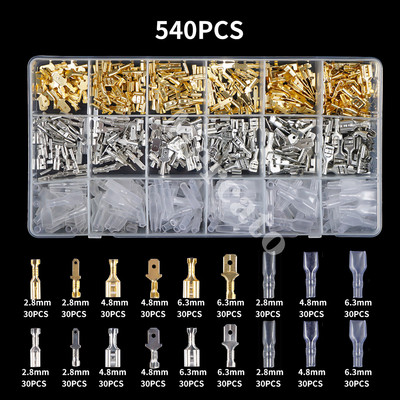 135/540/1051PCS muški ženski konektor žičane stezaljke za stezanje žice s izolacijskim rukavom Komplet asortimana 2,8 mm/ 4,8 mm/6,3 mm