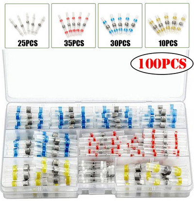 100/800KOM Vodootporni termoskupljajući stezaljke za lemljenje za spajanje električnih žica kabela Komplet terminala s pištoljem za vrući zrak