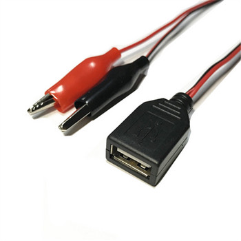 50cm USB αρσενικό θηλυκό βύσμα βύσμα Alligator δοκιμαστικό κλιπ Καλώδιο προσαρμογέα τροφοδοσίας Crocodile Electrical Clip DC 5V