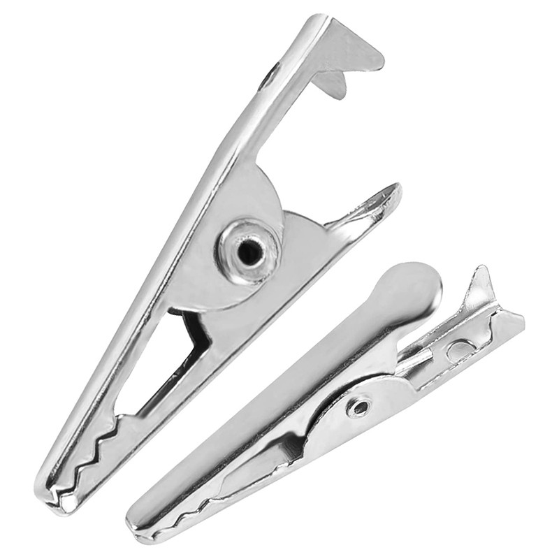 100 KOM 1,06 IN / 27 mm mini metalne aligatorske stezaljke, stezaljke u obliku krokodila Srebrne stezaljke presvučene poniklanom oprugom.