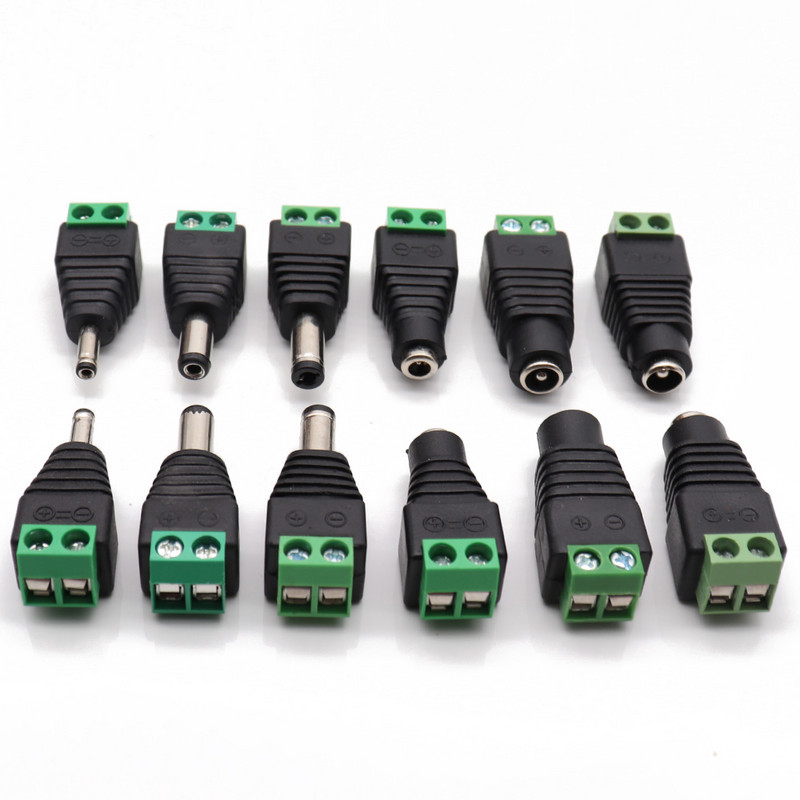 Vīrišķais līdzstrāvas kontaktdakšas savienotājs 2,1 mm x 5,5 mm 2,5 mm x 5,5 mm 1,35 mm x 3,5 mm, nav nepieciešams metināt līdzstrāvas spraudņa adapteri 12 V 24 V videonovērošanai