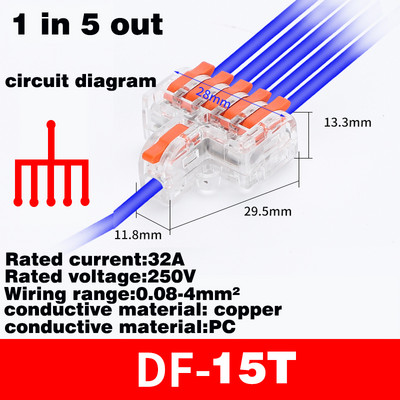 5kom Brzi univerzalni kompaktni vodič Razvodna kutija Opružni spoj Terminalni blok Utisni žičani konektor Razdjelnik električnih kabela