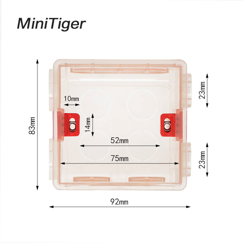 Minitiger 86mm*83mm*50mm Podesiva prozirna kutija za ugradnju, unutarnja kazeta za 86 tip WIFI Touch Switch i USB utičnicu