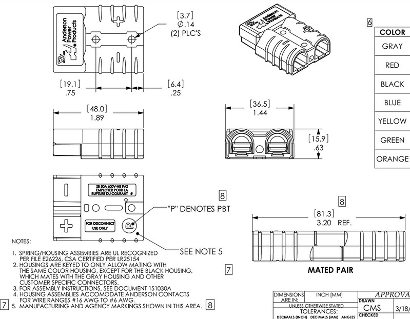 10 gab Anderson kontaktdakšas savienotājam 50a 6awg Caravan Trailer Solar 4x4 kravas automašīnai, kas piemērota Anderson iekrāvēja akumulatora savienotājam