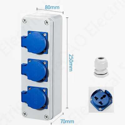 Vanjska utičnica za kišnicu Tri rupe 10A kućna zidna višenamjenska vanjska utičnica Kutija za punjenje električnog automobila