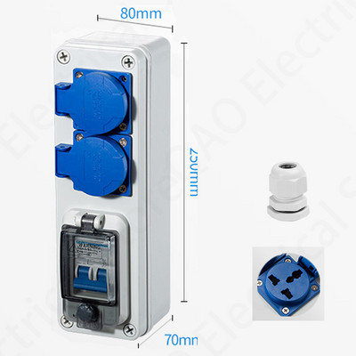 Vanjska utičnica za kišnicu Tri rupe 10A kućna zidna višenamjenska vanjska utičnica Kutija za punjenje električnog automobila
