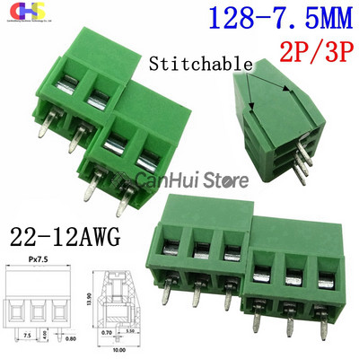 10 gab KF128-3P4P5P6P7P8P9P10P12P14P16P 2PIN 2.54/3.5/3.81/3.96/5.0/5.08/7.5 MM Pitch PCB Skrūvju spailes Bloki Savienotājs 300V10A
