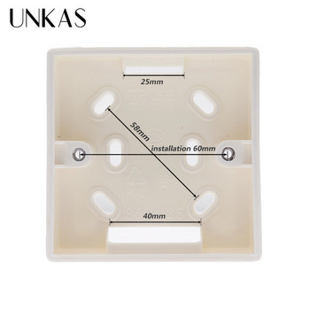 UNKAS Κουτί εξωτερικής τοποθέτησης 86mm*86mm*34mm για 86mm Τυπικός διακόπτης αφής και υποδοχή Εφαρμογή για οποιαδήποτε θέση επιφάνειας τοίχου
