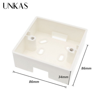 UNKAS Κουτί εξωτερικής τοποθέτησης 86mm*86mm*34mm για 86mm Τυπικός διακόπτης αφής και υποδοχή Εφαρμογή για οποιαδήποτε θέση επιφάνειας τοίχου