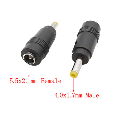 Līdzstrāvas barošanas vīrišķais-sieviešu adapteris 6,0x4,4mm 6,3x3,0mm 5,5x2,5mm 5,5x2,1mm 5,5x1,7mm 4,8x1,7mm 4,0x1,7mm 3,5x1,35 mm klēpjdatora savienotājs