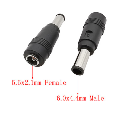 Līdzstrāvas barošanas vīrišķais-sieviešu adapteris 6,0x4,4mm 6,3x3,0mm 5,5x2,5mm 5,5x2,1mm 5,5x1,7mm 4,8x1,7mm 4,0x1,7mm 3,5x1,35 mm klēpjdatora savienotājs