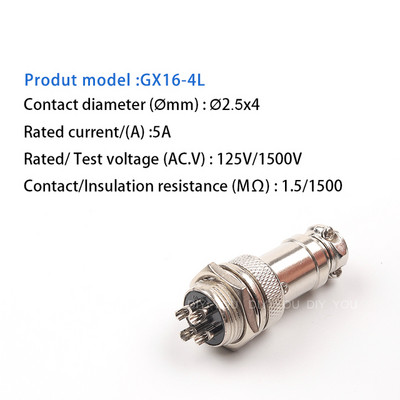 1 set GX16 Matica TIP Muški i ženski električni konektor 2/3/4/5/6/7/8/9/10 Pin Okrugla zrakoplovna utičnica Žica Panel konektor